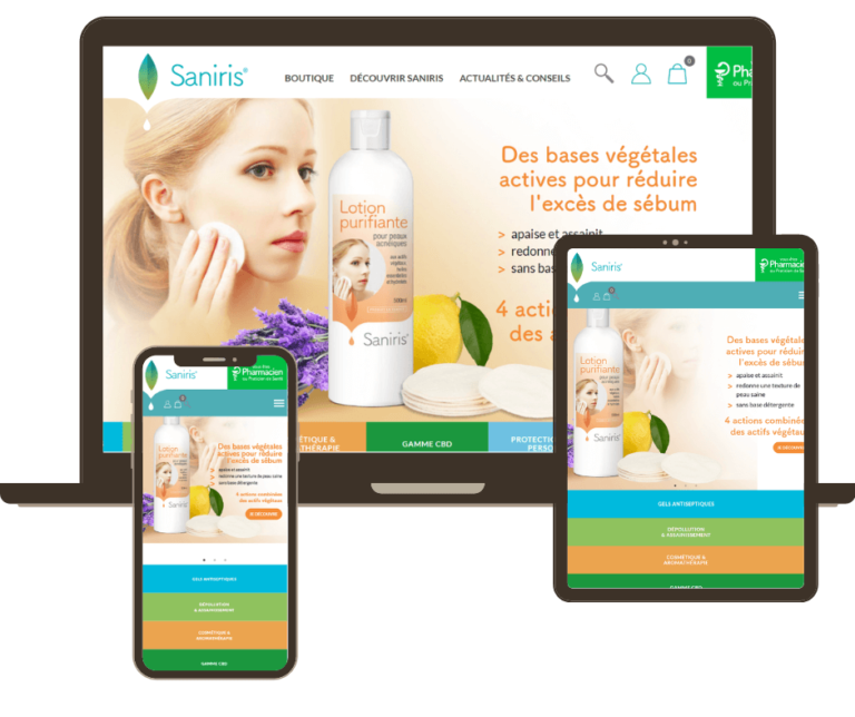 Références de site internet WordPress de la marque Saniris, situé à Valserhône, qui vend des produits d'hygiène et de confort naturels