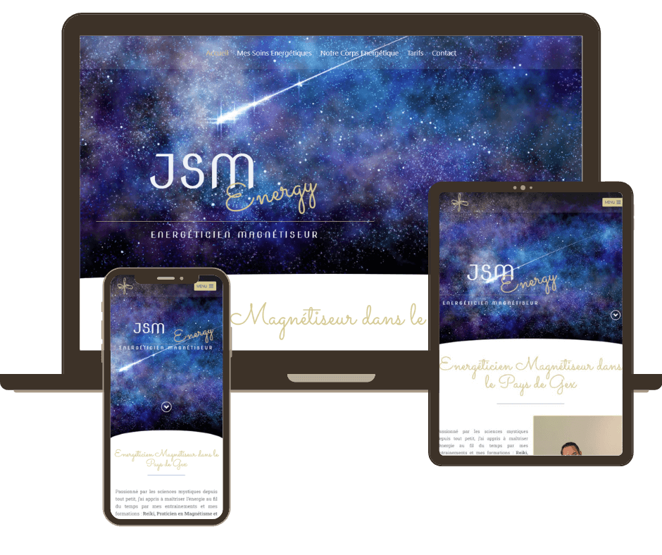 Portfolio de prestation WordPress réalisé par Fée des sites : création du site internet pour JSM Energy, Magnétiseur dans le Pays de Gex