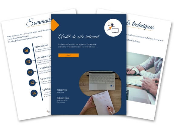 Vue sur le compte rendu en format PDF remis au client à la fin de l'audit de son site internet WordPress