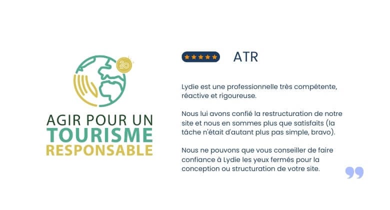 Avis client d'ATR - Agir pour un tourisme Responsable - pour une prestation de refonte du site internet de l'association