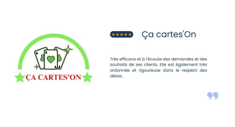 Avis client de l'entreprise Ça Cartes'On, pour une prestation de création de site e-commerce sur mesure