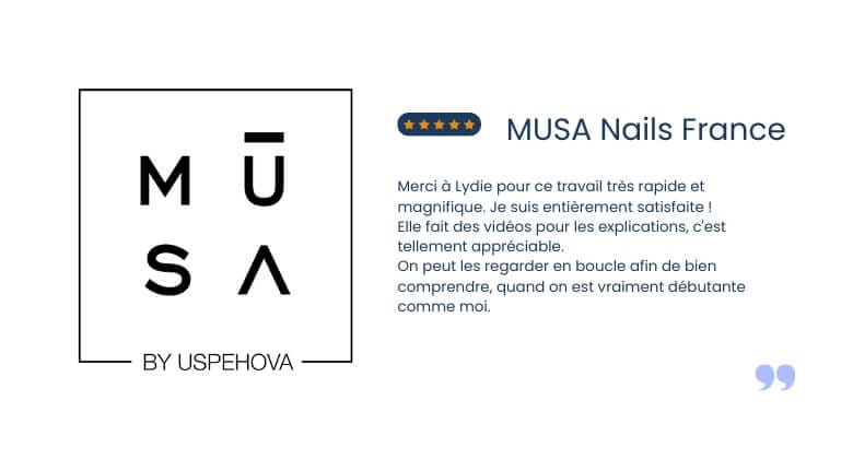 Avis client de l'entreprise MUSA Nails France, pour une prestation de création de site e-commerce sur mesure