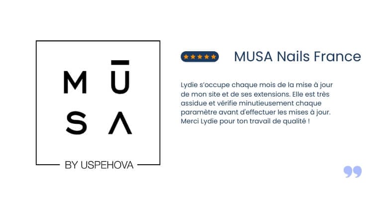 Avis client de l'entreprise MUSA Nails France, pour une prestation de maintenance préventive mensuelle